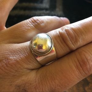 Modernist sterling silver dome ring